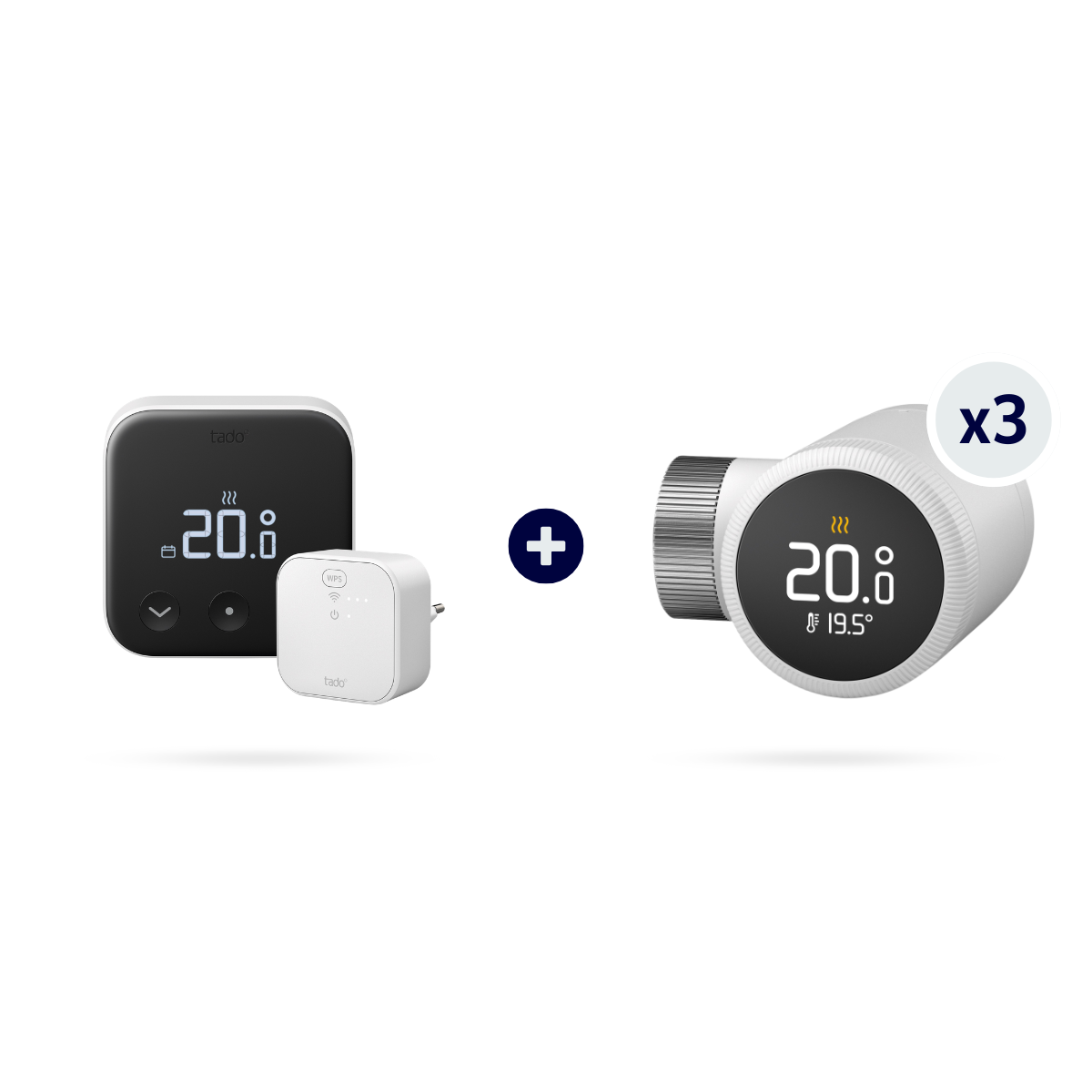 Thermostat connecté et intelligent filaire Kit de démarrage X avec Bridge X + 3 Têtes Thermostatiques X – tado°