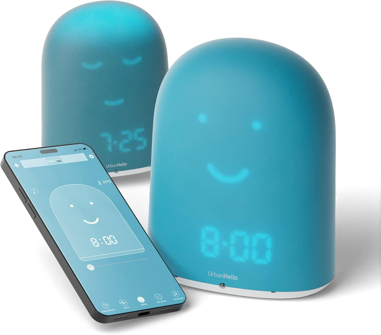 Réveil + Babyphone connecté éducatif Rémi – Bleu – UrbanHello