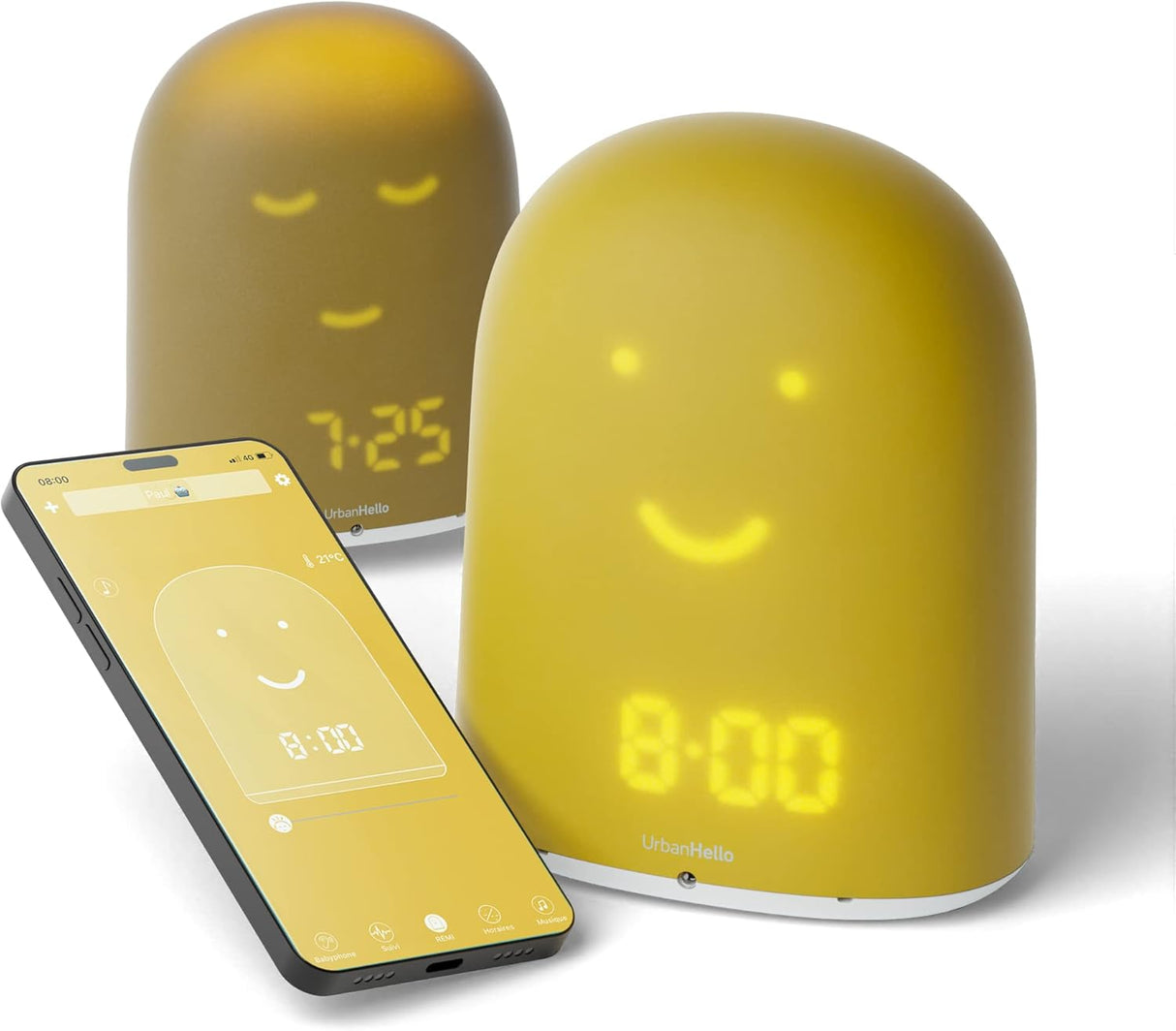 Réveil + Babyphone connecté éducatif Rémi – Jaune – UrbanHello