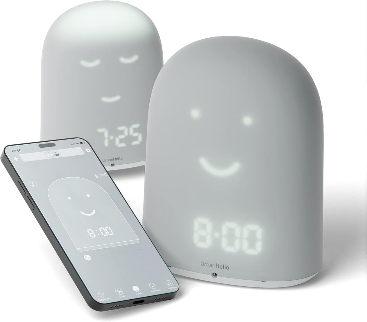 Réveil + Babyphone connecté éducatif Rémi – Gris – UrbanHello