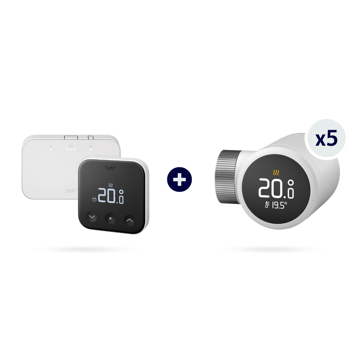 Thermostat connecté et intelligent sans fil Kit de démarrage X avec Bridge et 5 Têtes thermostatiques X – tado°