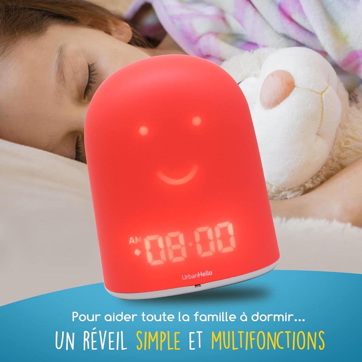 Réveil + Babyphone connecté éducatif Rémi – Rouge – UrbanHello