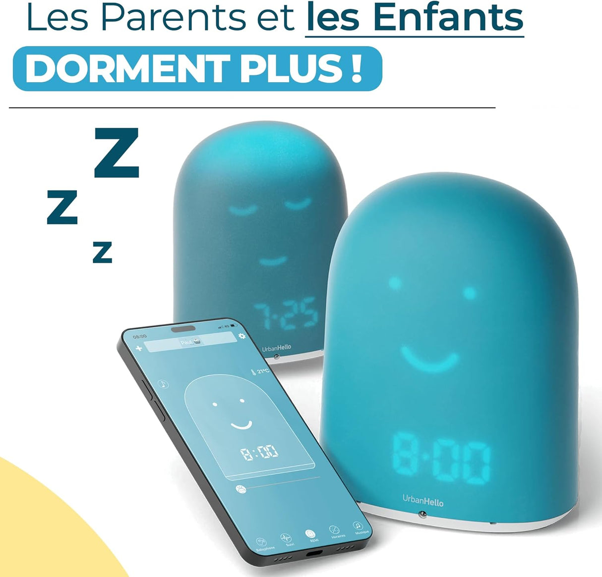 Réveil + Babyphone connecté éducatif Rémi – Bleu – UrbanHello