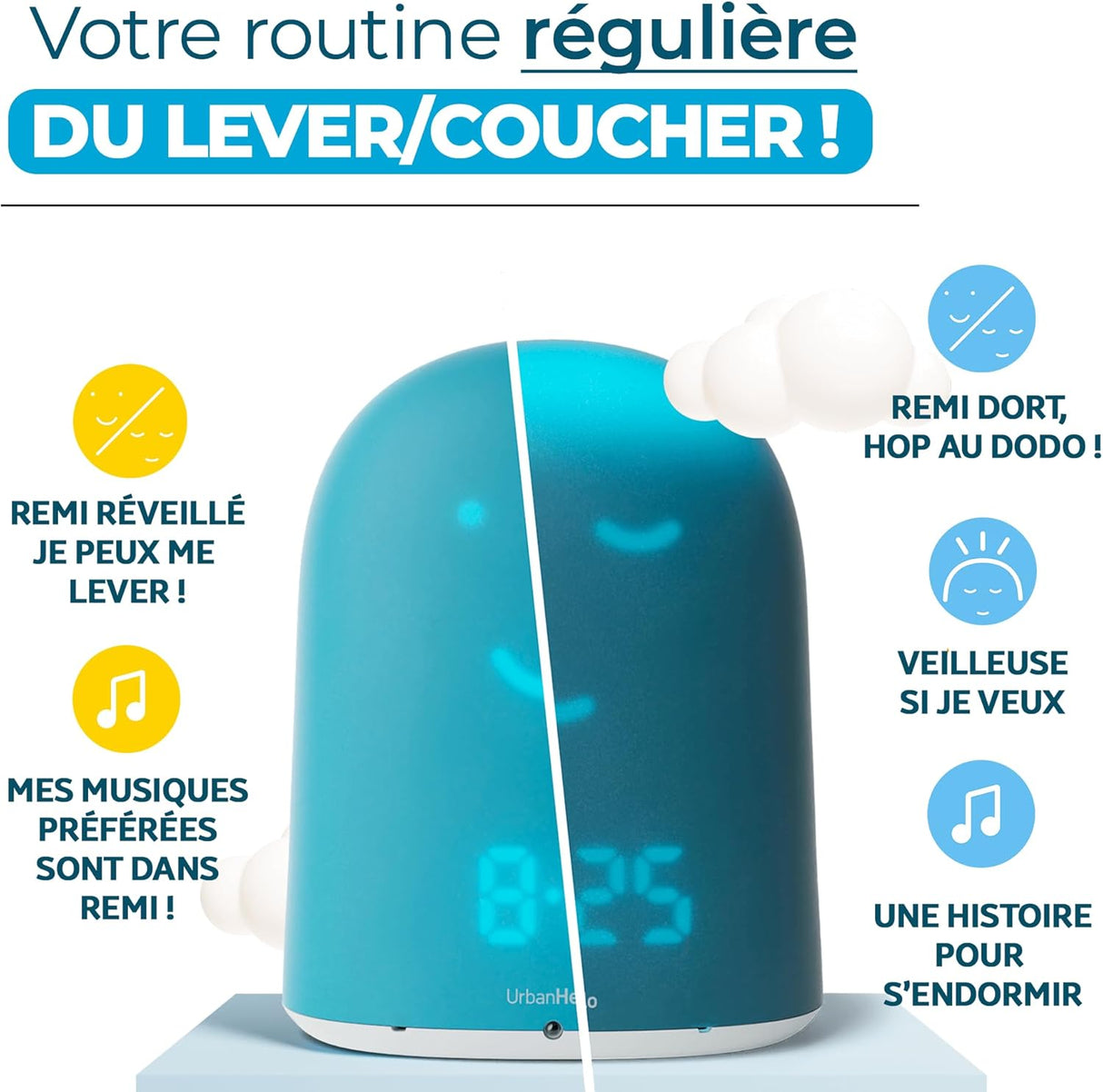 Réveil + Babyphone connecté éducatif Rémi – Bleu – UrbanHello