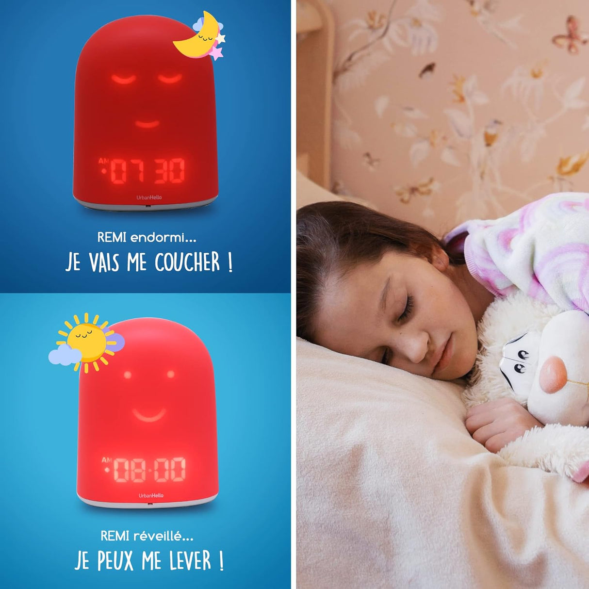Réveil + Babyphone connecté éducatif Rémi – Rouge – UrbanHello