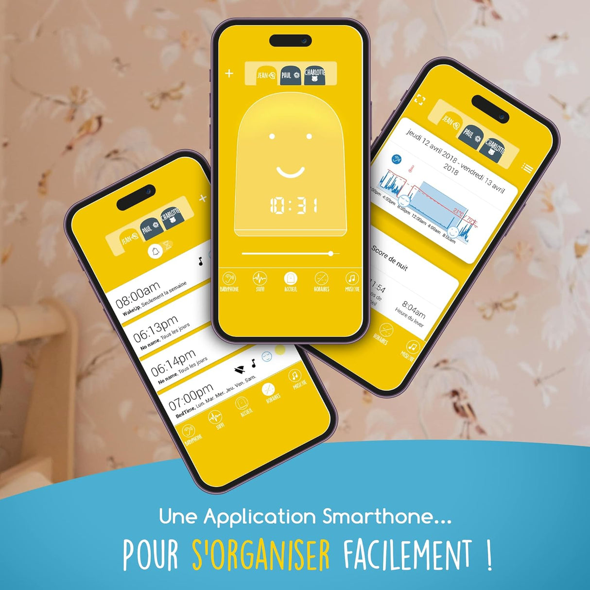 Réveil + Babyphone connecté éducatif Rémi – Jaune – UrbanHello