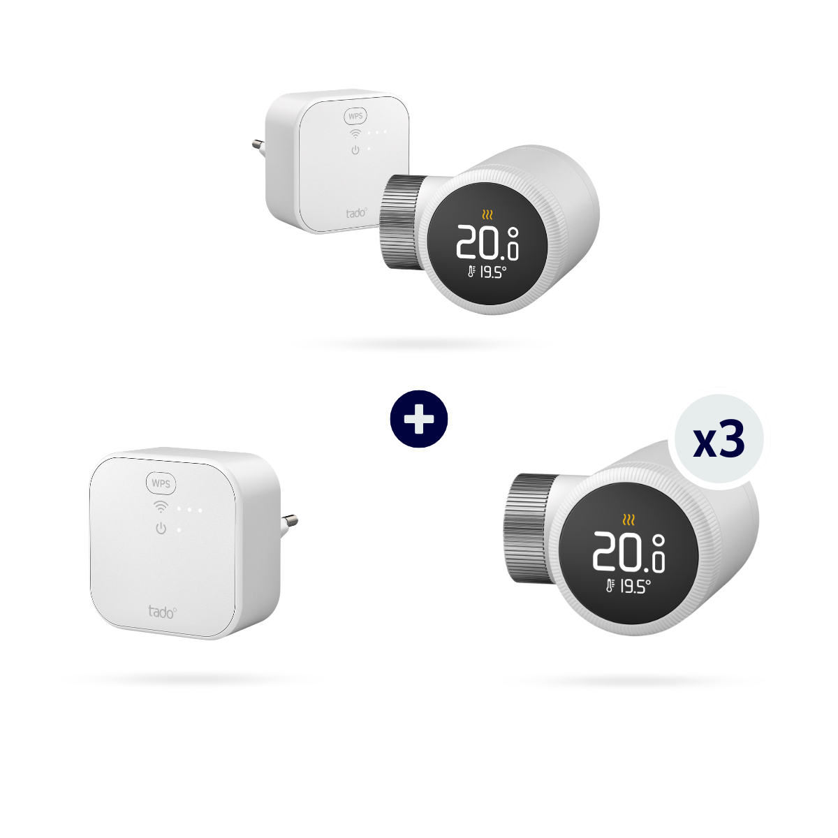 Kit Multiroom X avec 3 Têtes thermostatiques et Bridge Internet – tado°