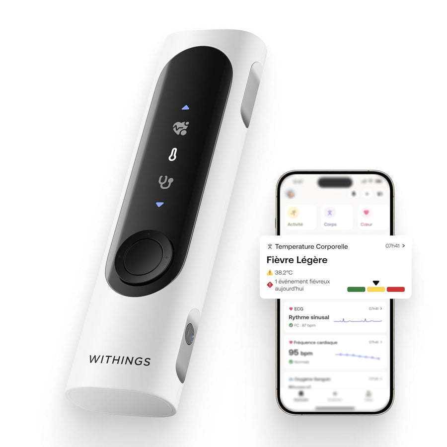 BEAM'O 4-en-1 - Thermomètre Connecté Sans Contact. MultiScan de santé. Moniteur ECG. Oxymètre de Pouls. Stéthoscope digital. Enfants & Adultes- Withings