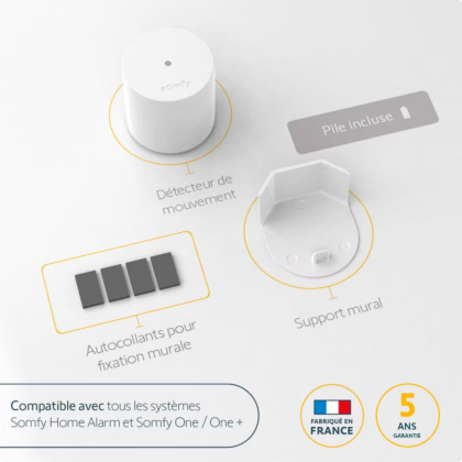 Détecteur de mouvement intérieur - compatible animaux et Home Alarm - Somfy
