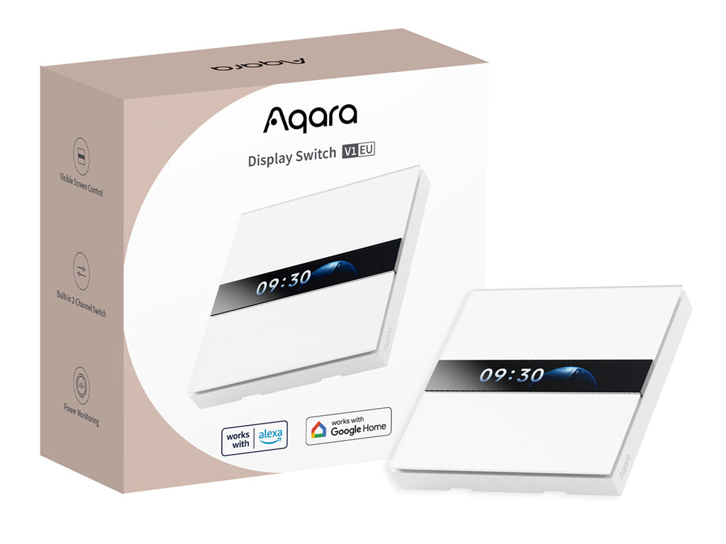 Interrupteur intelligent 2 canaux avec écran Zigbee 3.0/Matter - Display Switch V1EU - Aqara
