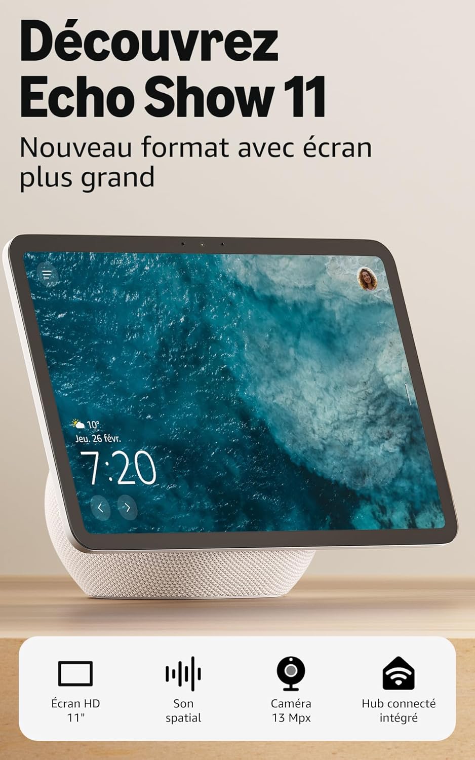 Echo Show 11 (Modèle 2025) – Blanc – Amazon