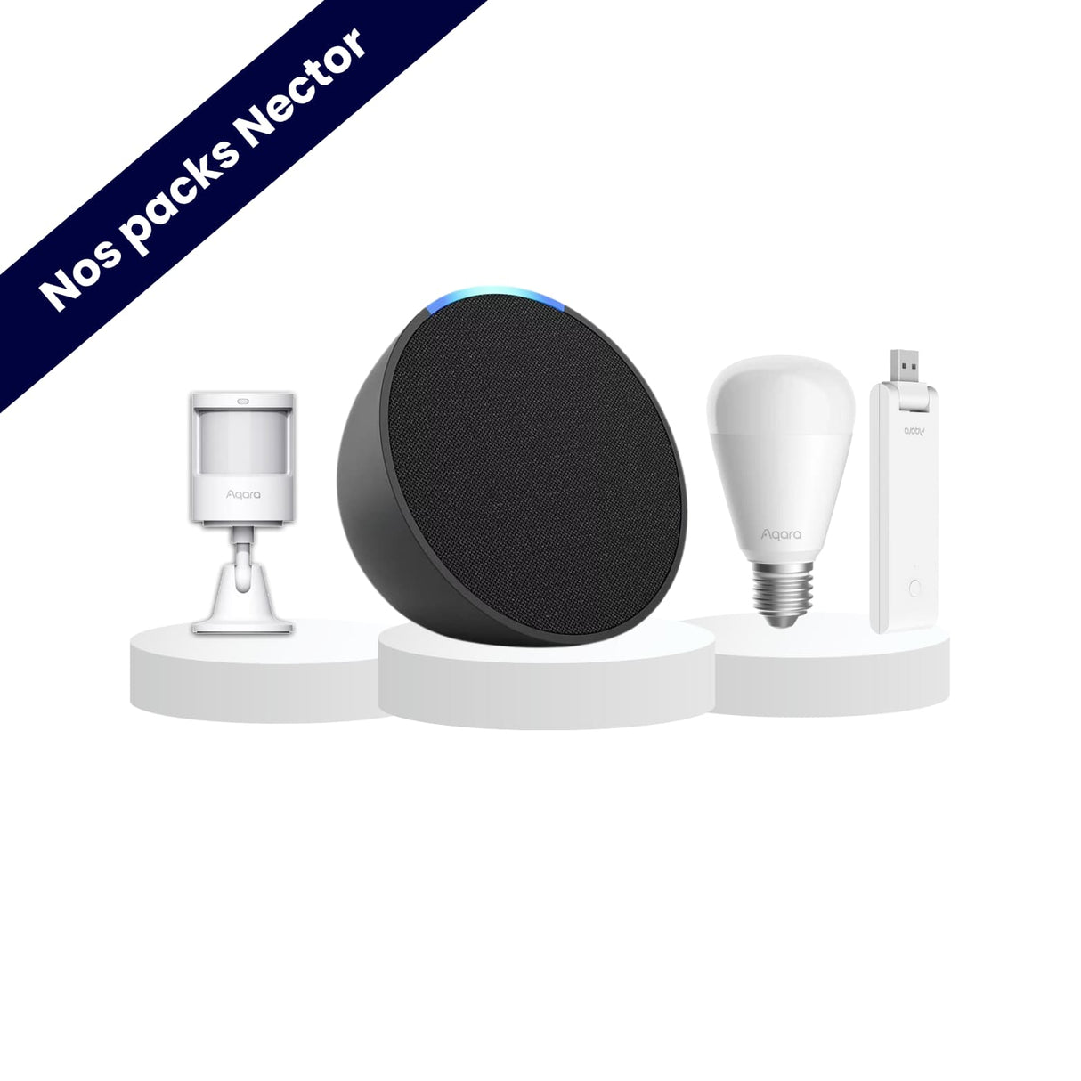 Pack simulation de présence - Echo Pop noir - Aqara - Alexa