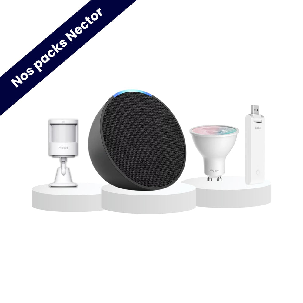 Pack simulation de présence - Echo Pop noir - Aqara - Alexa