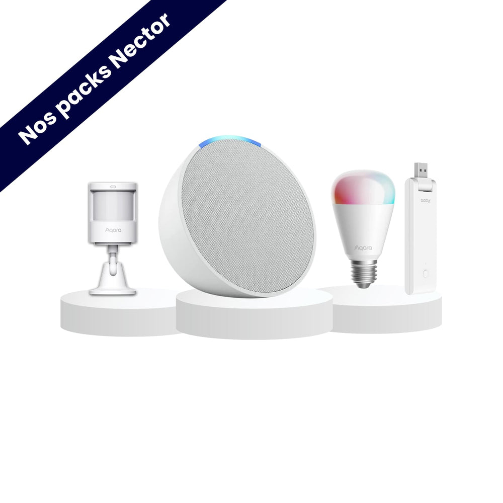 Pack simulation de présence avec Echo Pop blanc - Aqara - Alexa