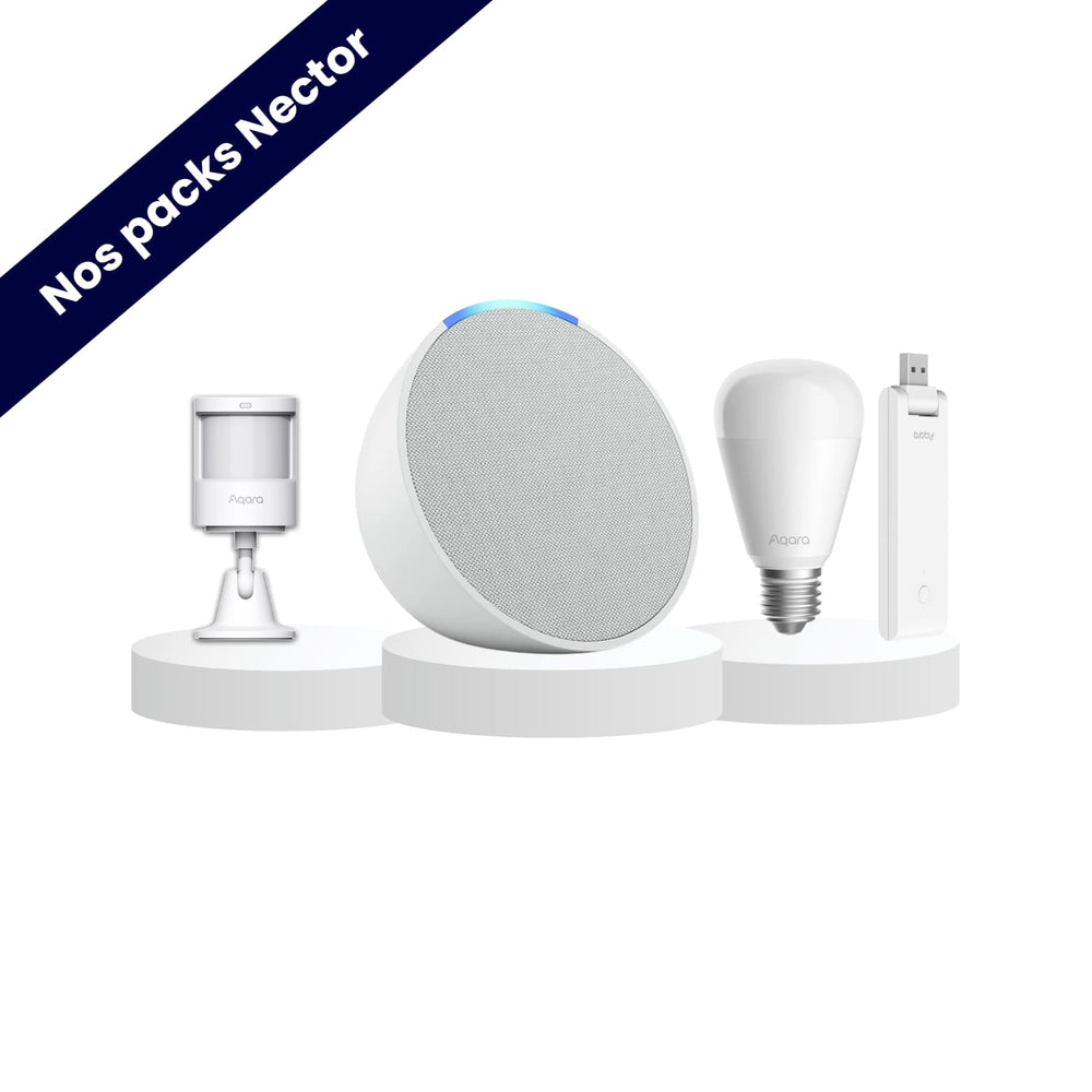 Pack simulation de présence avec Echo Pop blanc - Aqara - Alexa