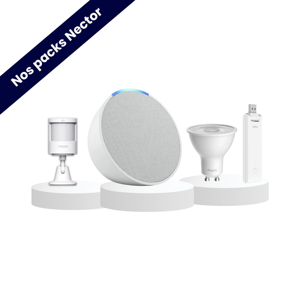 Pack simulation de présence avec Echo Pop blanc - Aqara - Alexa