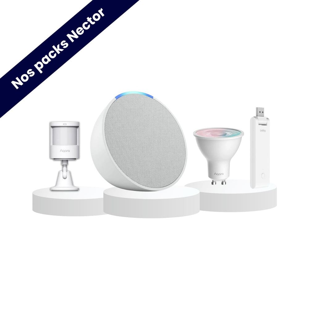 Pack simulation de présence avec Echo Pop blanc - Aqara - Alexa
