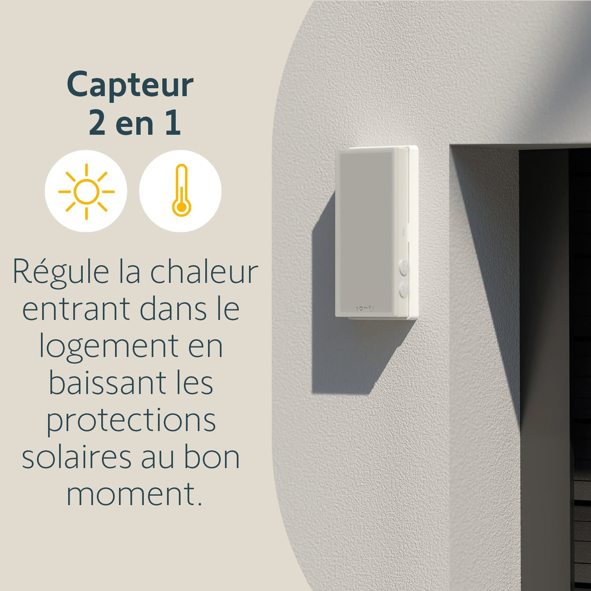 Capteur solaire d'ensoleillement et température extérieure - Sunteis io - Somfy