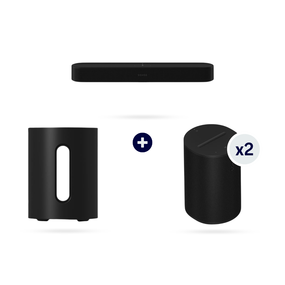 Pack Home Cinéma Beam + 2 Era 100 + Sub Mini Noir – Dolby Atmos - Sonos
