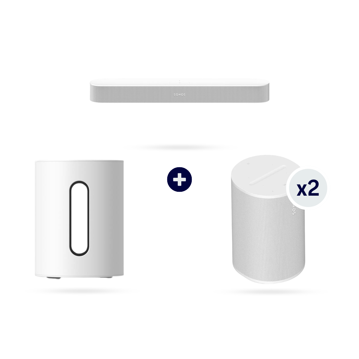 Pack Home Cinéma Beam + 2 Era 100 + Sub Mini Blanc – Dolby Atmos - Sonos