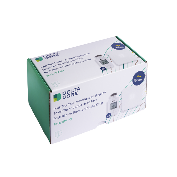Pack TRV 1.0 connecté  2 têtes thermostatiques intelligentes avec accessoires - 6050664 - Delta Dore