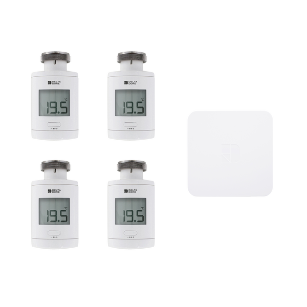 Pack starter TRV 1.0 connecté - 4 têtes thermostatiques intelligentes - 6050684 - Delta Dore
