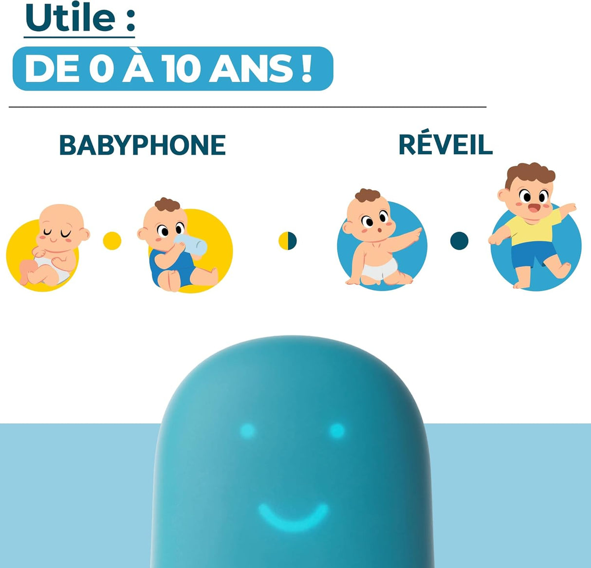 Réveil + Babyphone connecté éducatif Rémi – Bleu – UrbanHello