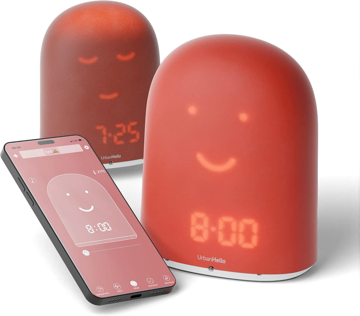 Réveil + Babyphone connecté éducatif Rémi – Rouge – UrbanHello