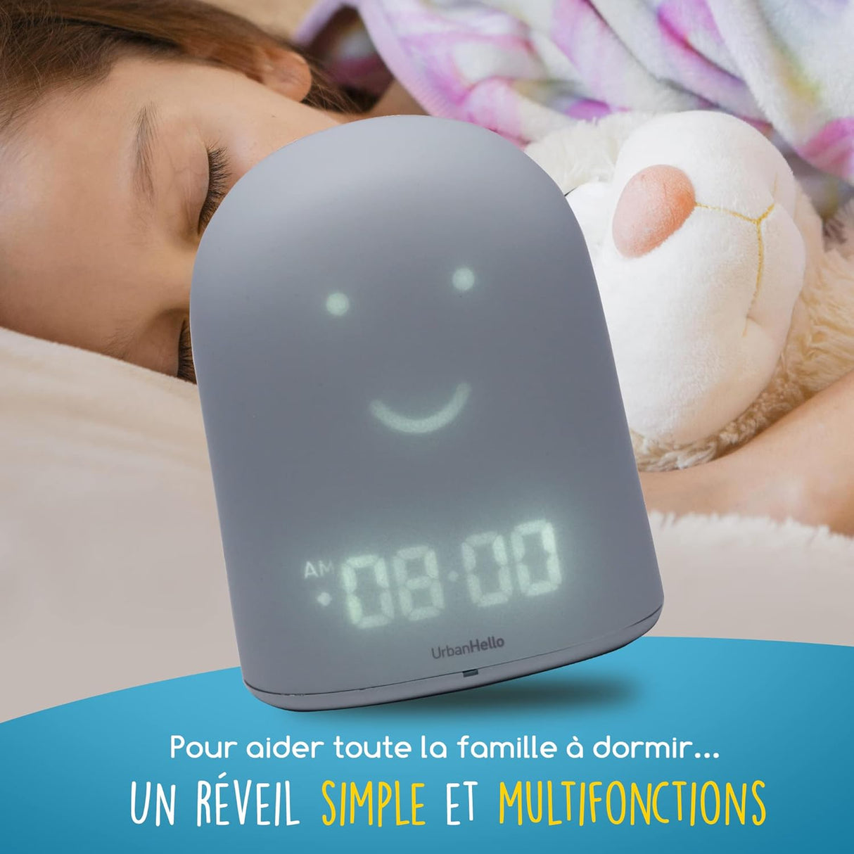 Réveil + Babyphone connecté éducatif Rémi – Gris – UrbanHello