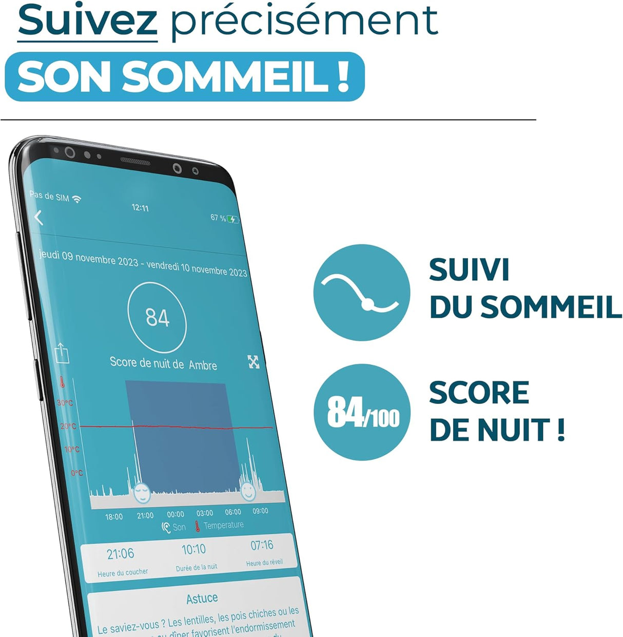 Réveil + Babyphone connecté éducatif Rémi – Bleu – UrbanHello