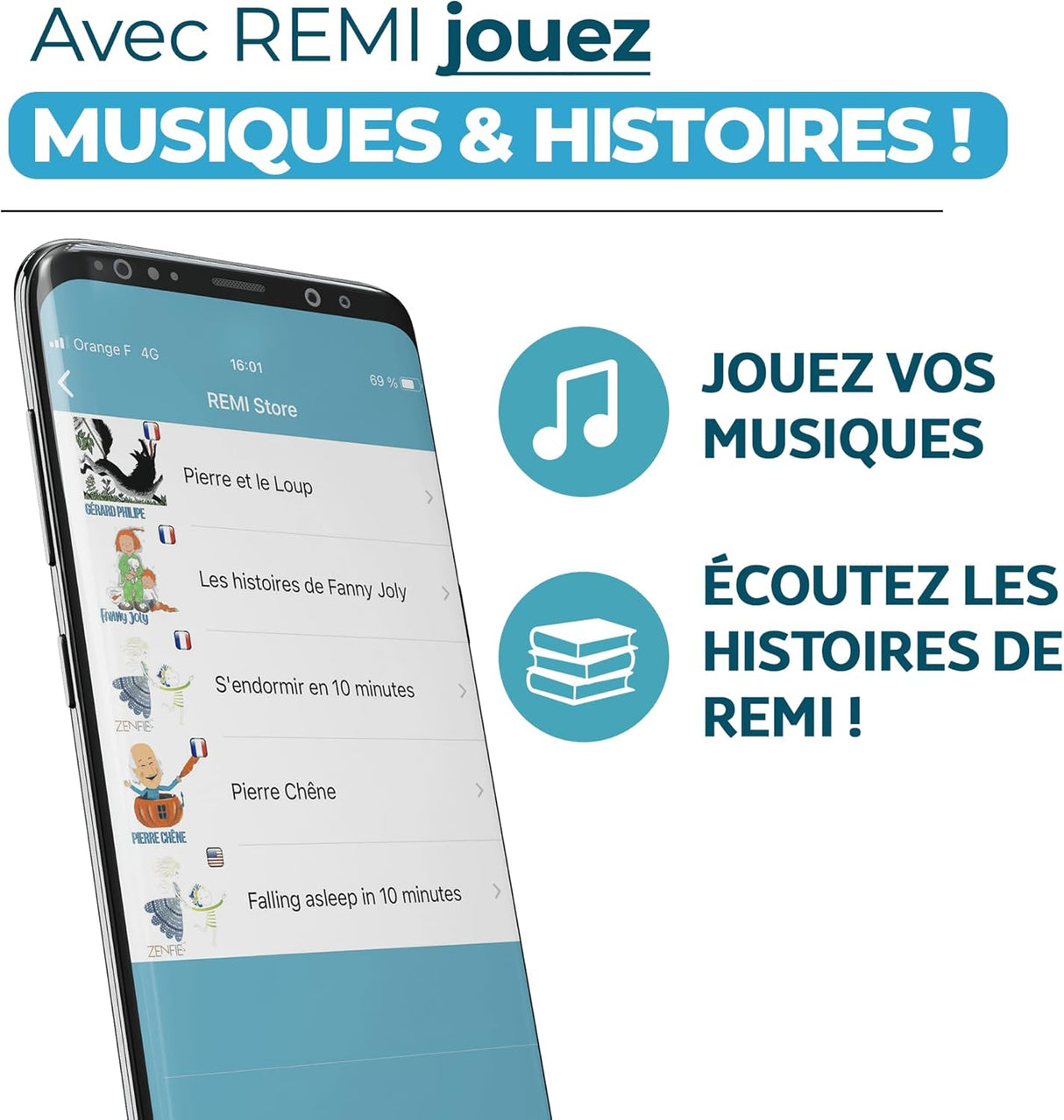 Réveil + Babyphone connecté éducatif Rémi – Bleu – UrbanHello