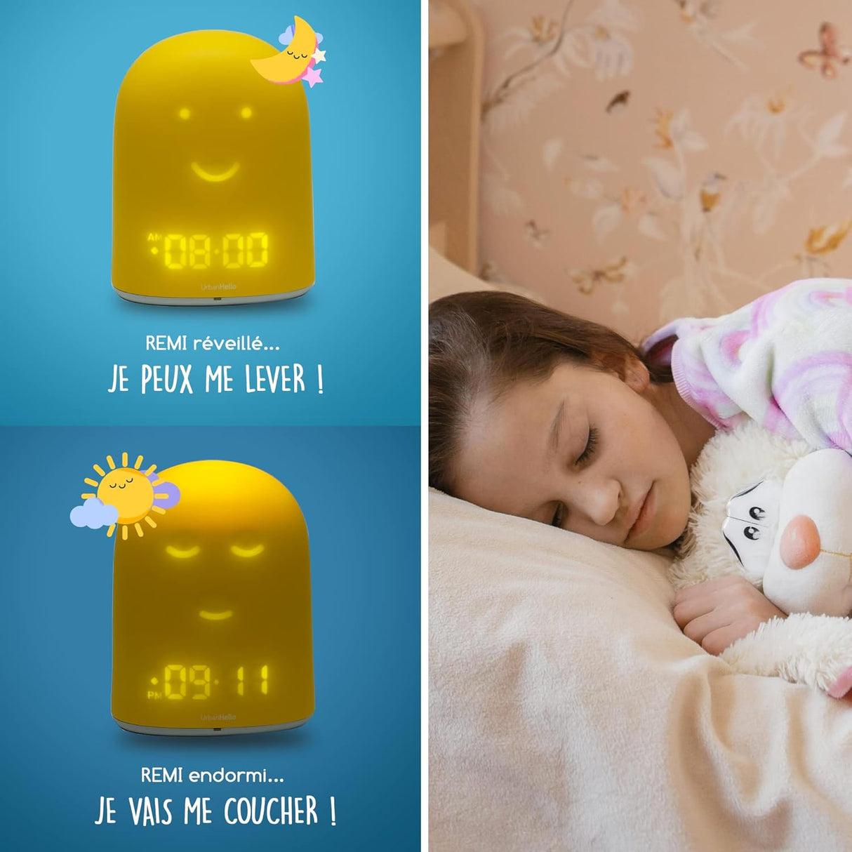 Réveil + Babyphone connecté éducatif Rémi – Jaune – UrbanHello