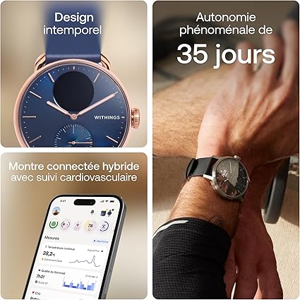 ScanWatch 2 38 mm Bleu nuit / Rose Gold - Montre connectée – Withings