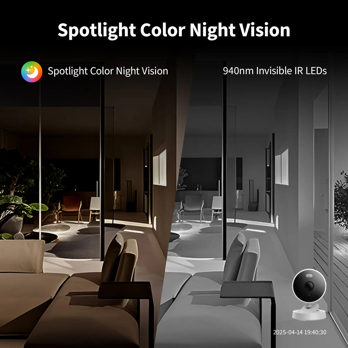 Caméra G100 : prise de vue avec lumière et dans le noir