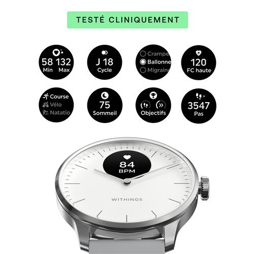 ScanWatch Light - 37 mm Blanche - Montre connectée - Withings