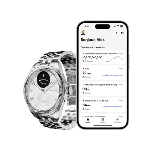 ScanWatch Nova Brilliant 39 mm Edition argent - Montre connectée - Withings