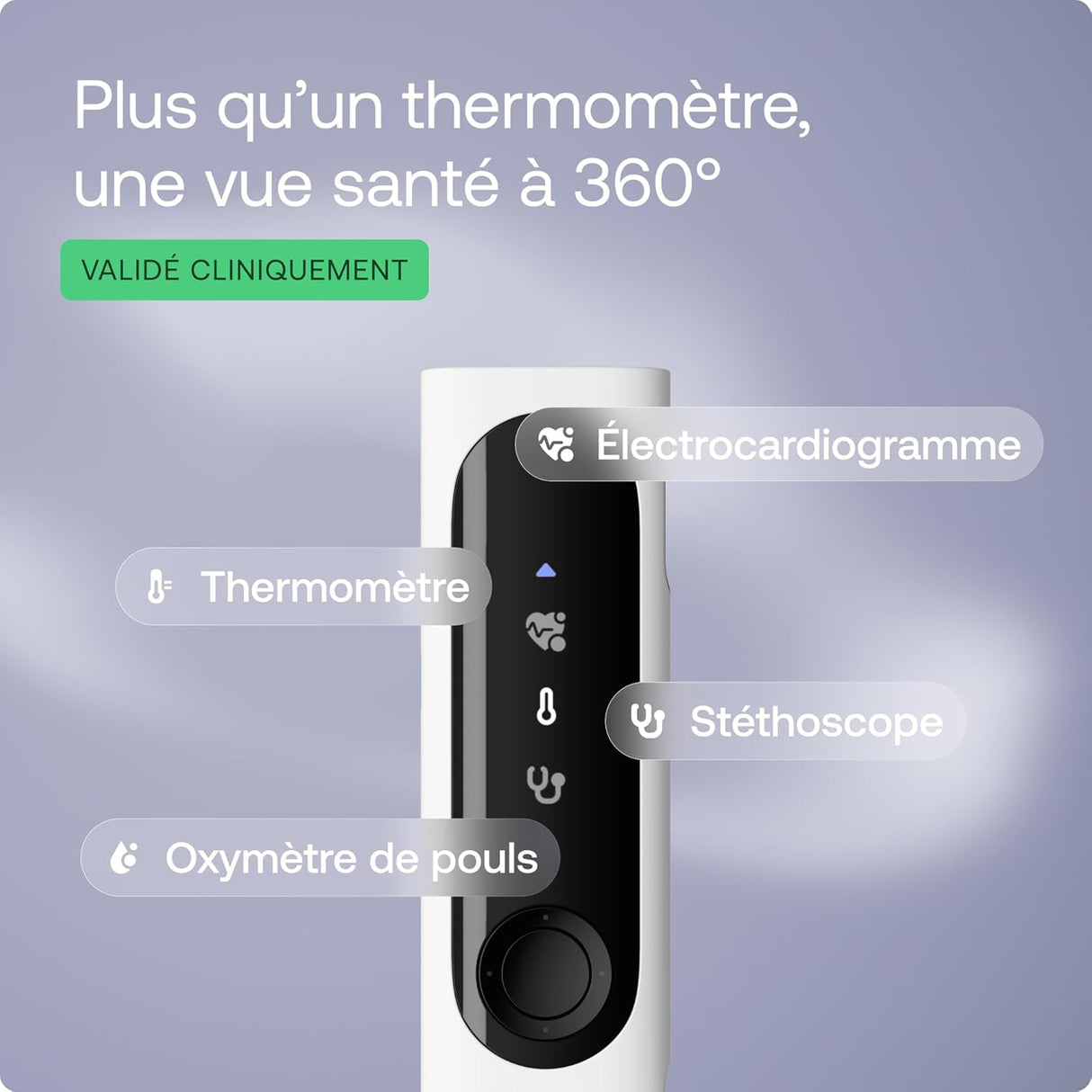 BEAM'O 4-en-1 - Thermomètre Connecté Sans Contact, MultiScan de santé, Moniteur ECG, Oxymètre de Pouls, Stéthoscope digital, Enfants & Adultes- Withings
