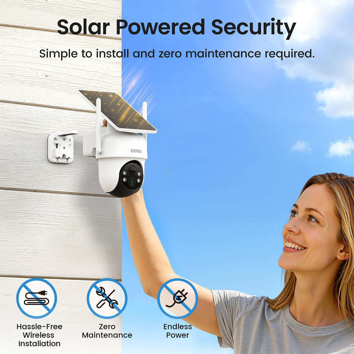 Installation et recharge solaire – SolarCam D1 Classic Aosu