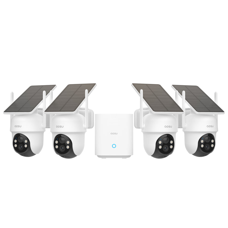 Kit 4 caméras solaires SolarCam D1 Classic avec aosuBase – Aosu