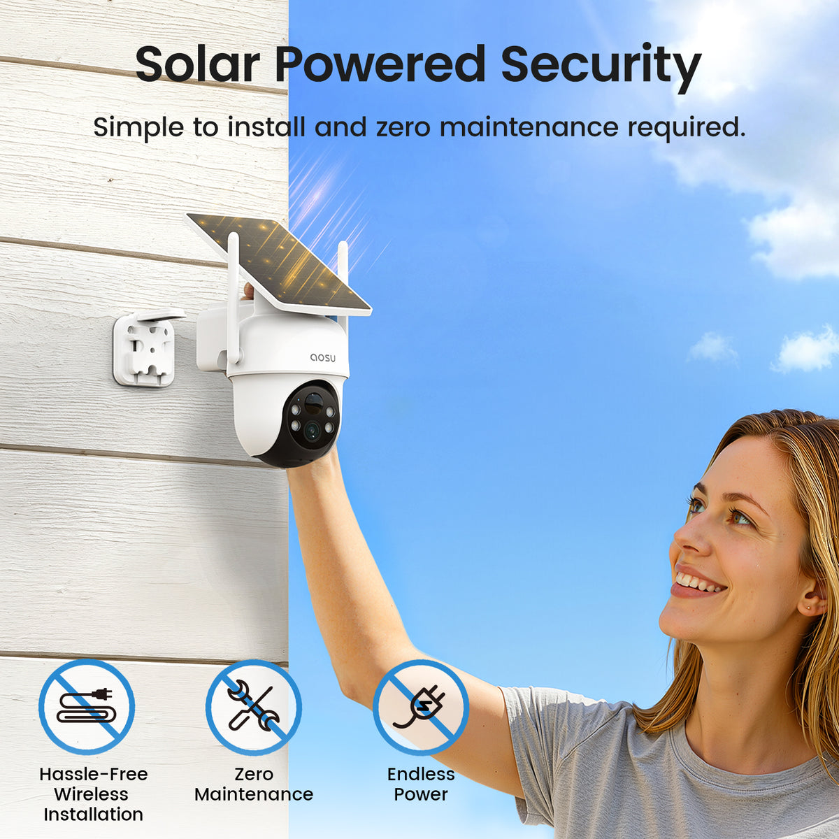 Installation et recharge solaire – Kit SolarCam D1 Classic Aosu