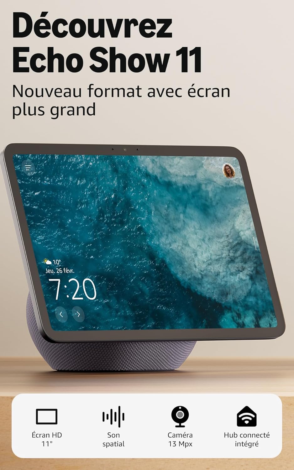 Echo Show 11 (Modèle 2025) – Noir – Amazon