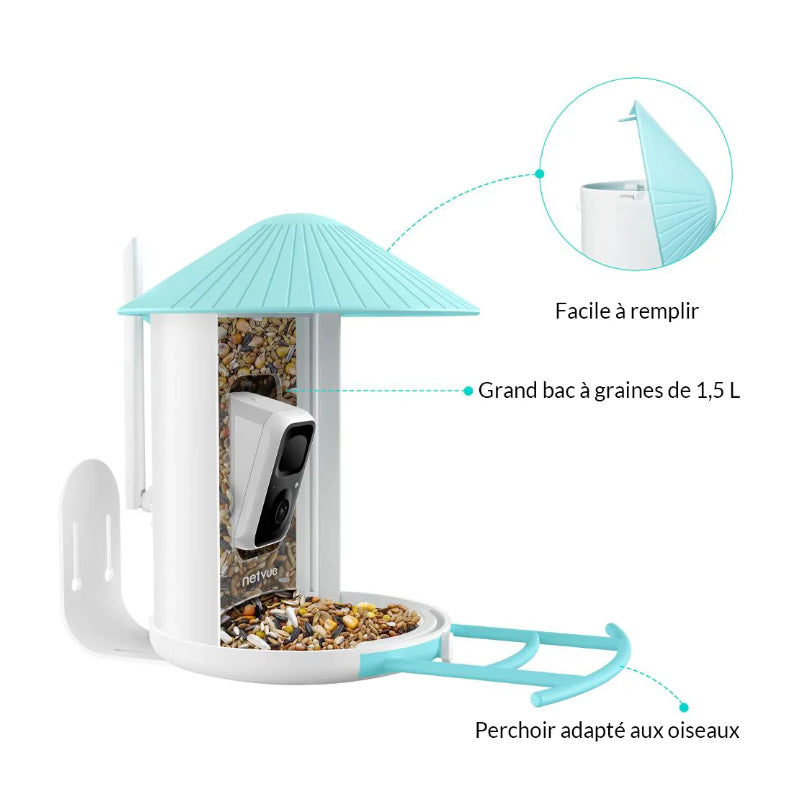 Mangeoire connectée avec caméra IA et panneau solaire Birdfy – Birdfy