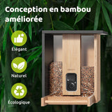 Mangeoire à oiseaux en bambou connectée avec caméra IA et panneau solaire Birdfy – Birdfy