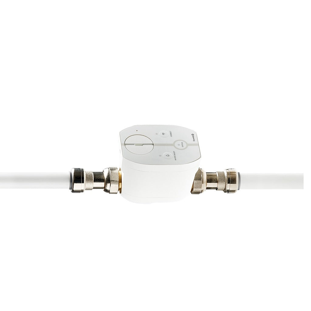 Vanne d'arrêt d'eau connectée Quandify CubicSecure installée sur canalisation