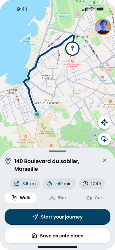 App Safee : suivi de trajet