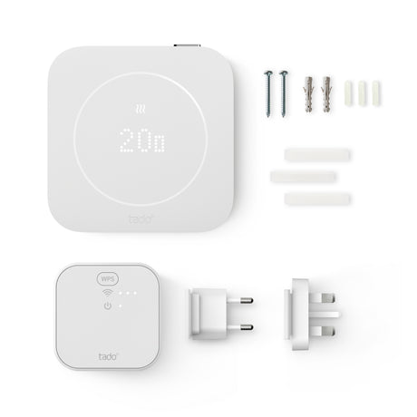 Contenu de la boîte – Kit de démarrage filaire X (2e gén.) avec Bridge X – tado°